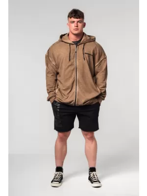 Hanorac spălat cu fermoar GYM BRO 362 LIGHT BROWN Nebbia