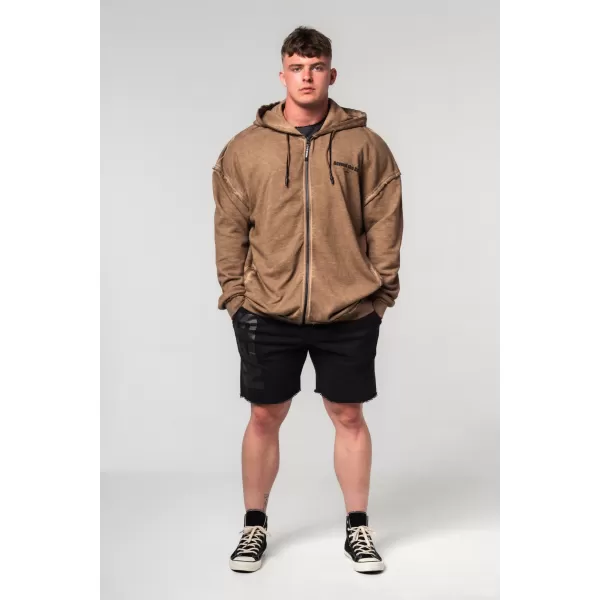  Hanorac spălat cu fermoar GYM BRO 362 LIGHT BROWN Nebbia 