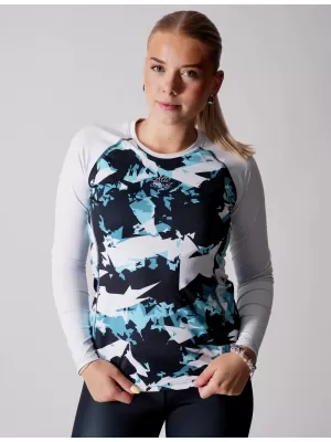 Tricou funcțional pentru femei cu mâneci lungi premium ALTISPORT VOJ/ALW110TR03 ALBASTRU -ALB