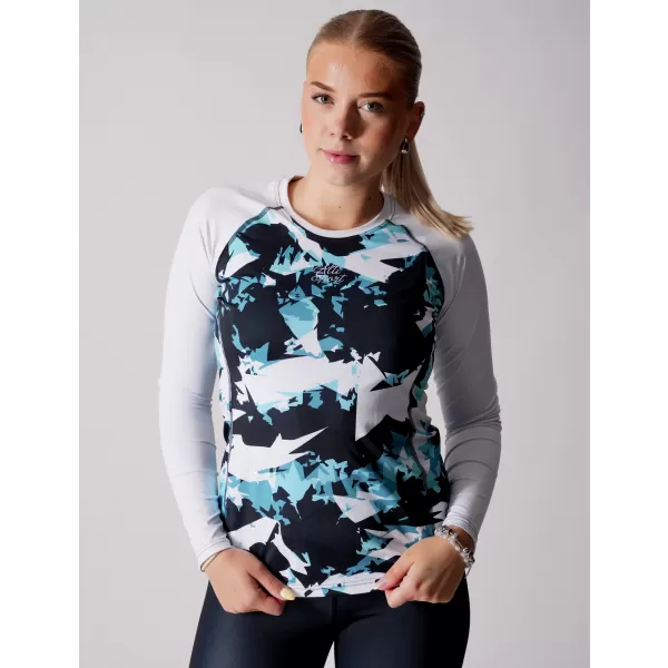 Tricou funcțional pentru femei cu mâneci lungi premium ALTISPORT VOJ/ALW110TR03 ALBASTRU -ALB 