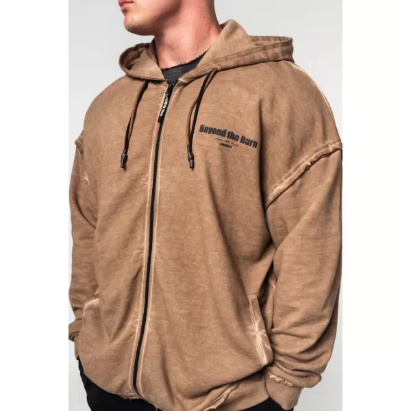  Hanorac spălat cu fermoar GYM BRO 362 LIGHT BROWN Nebbia 