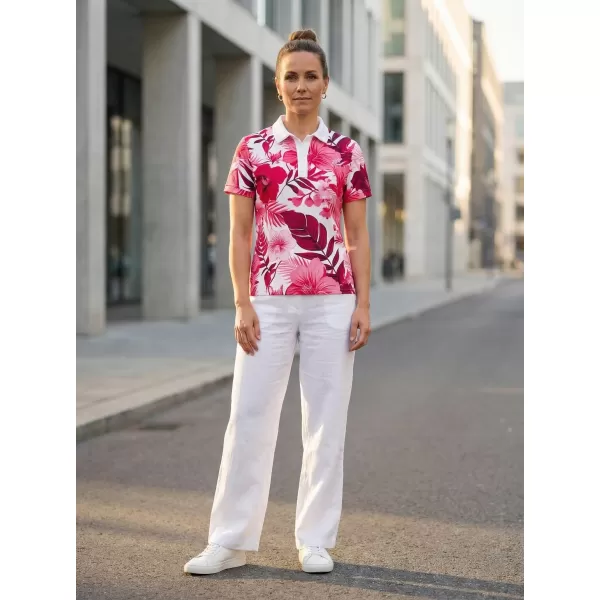 Tricou funcțional pentru femei cu guler premium ALTISPORT VOJ/ALW111TR05 FLORI ROZ 