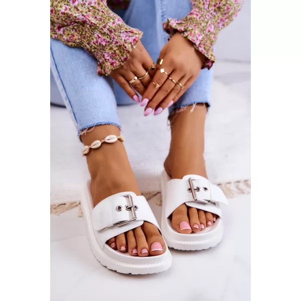  Papuci de modă pentru femei BIG STAR JJ274A309 WHITE Pantofi Big Star 