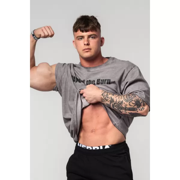  Tricou greu din bumbac spălat GRIND 370 LIGHT GREY Nebbia 