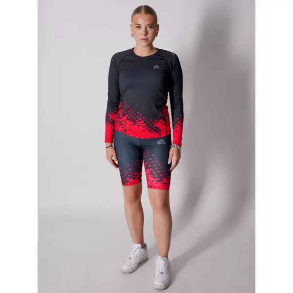  Tricou funcțional pentru femei cu mâneci lungi premium ALTISPORT VOJ/ALW109TR03 ROȘU-NEGRU 
