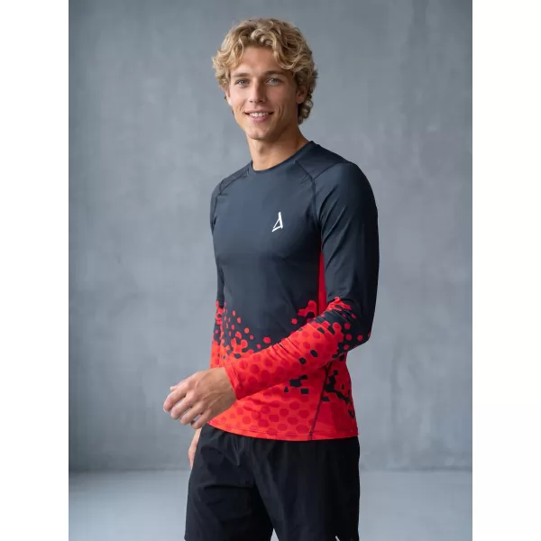  Tricou de compresie funcțională pentru bărbați cu premium cu mânecă lungă ALTISPORT VOJ/ALM109TR03 ROȘU/NEGRU 