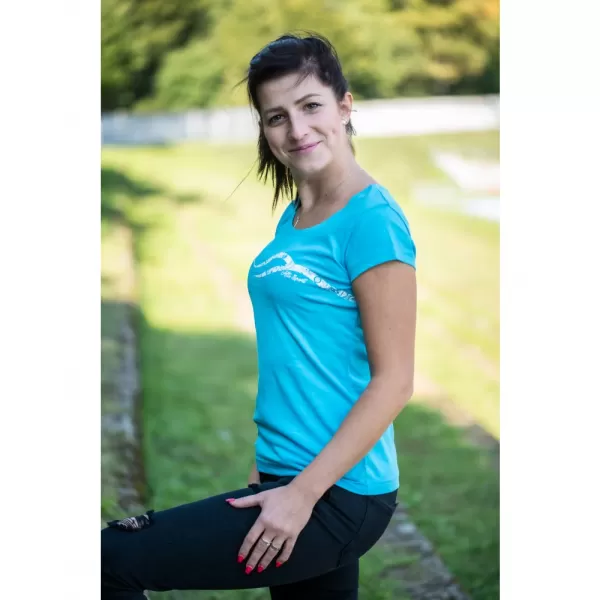  Dámské triko ALTISPORT CARRYOVER ALW001F61 TYRKYSOVÁ/BÍLÁ 