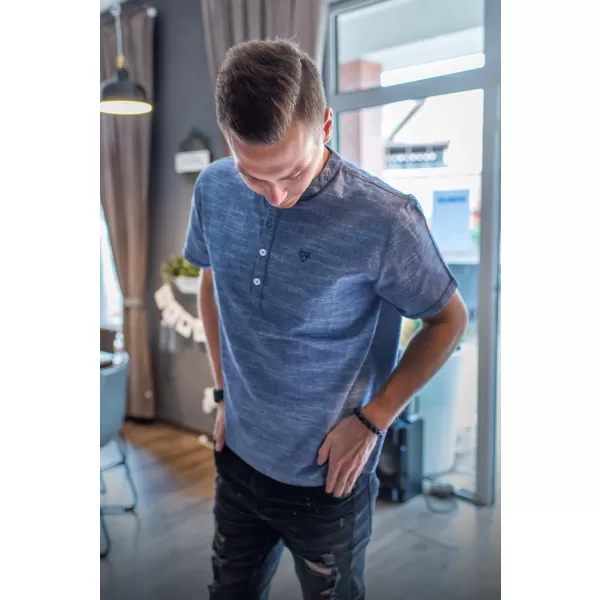  Cămașă pentru bărbați KIXMI LEVAN ALBASTRU 