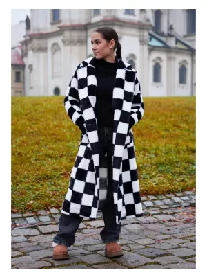 Hanorac de dama KIXMI TESA ALB NEGRU