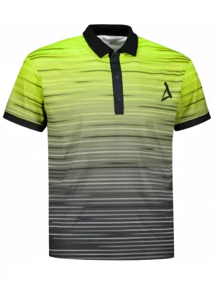 Tricou funcțional pentru bărbați cu guler premium ALTISPORT VOJ/ALM031TR05 NEGRU/GALBEN NEON