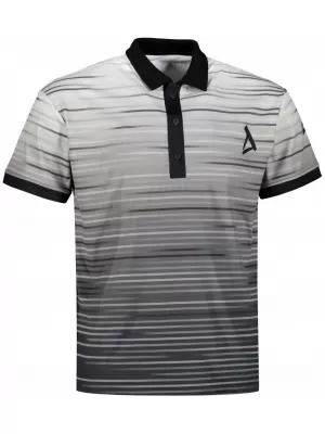 Tricou funcțional pentru bărbați cu guler premium ALTISPORT VOJ/ALM031TR05 NEGRU/ALB